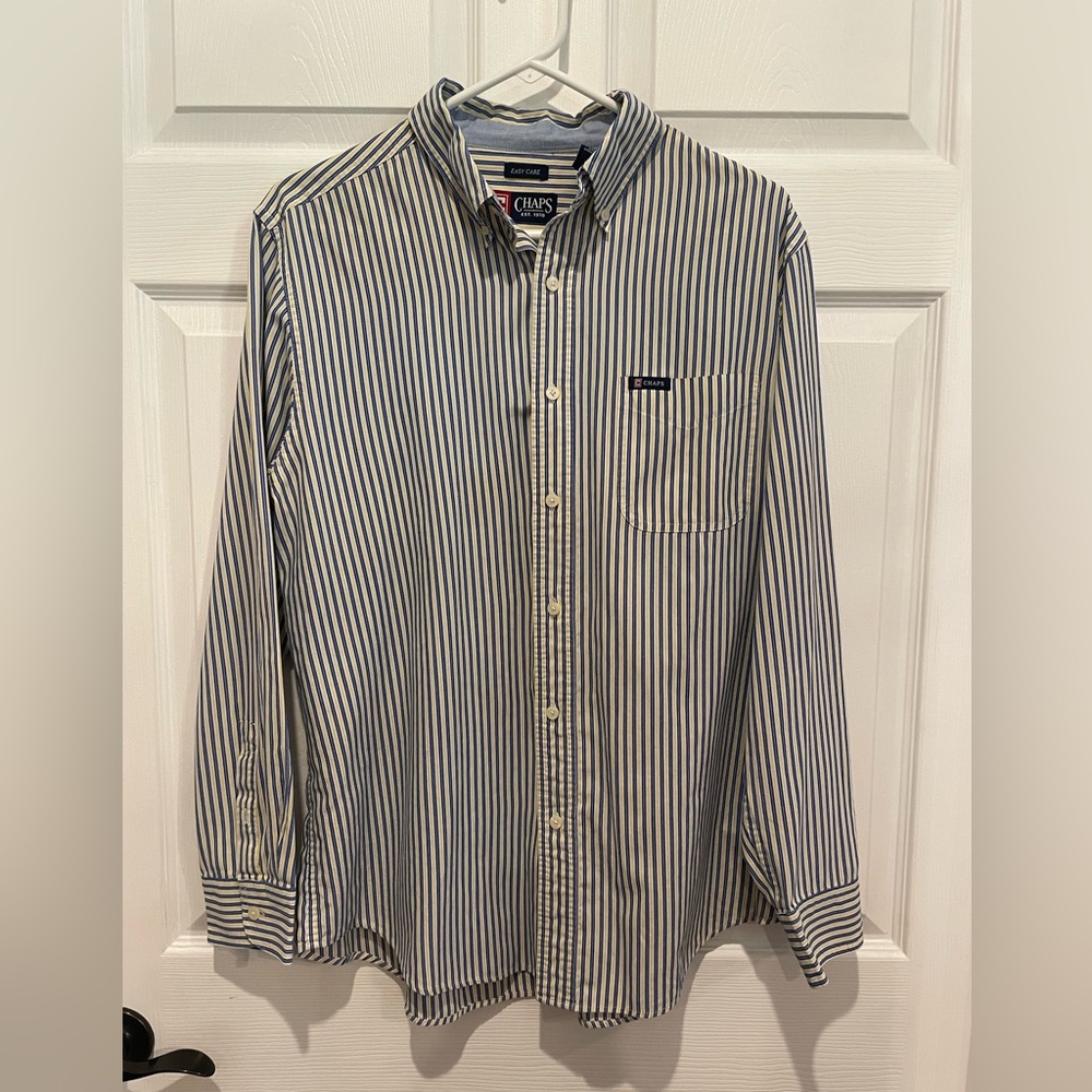 Chaps Blue, Yellow and White Casual Button Down Shirt